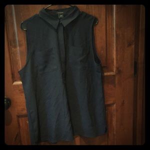 Ann Taylor blueish black collared shirt